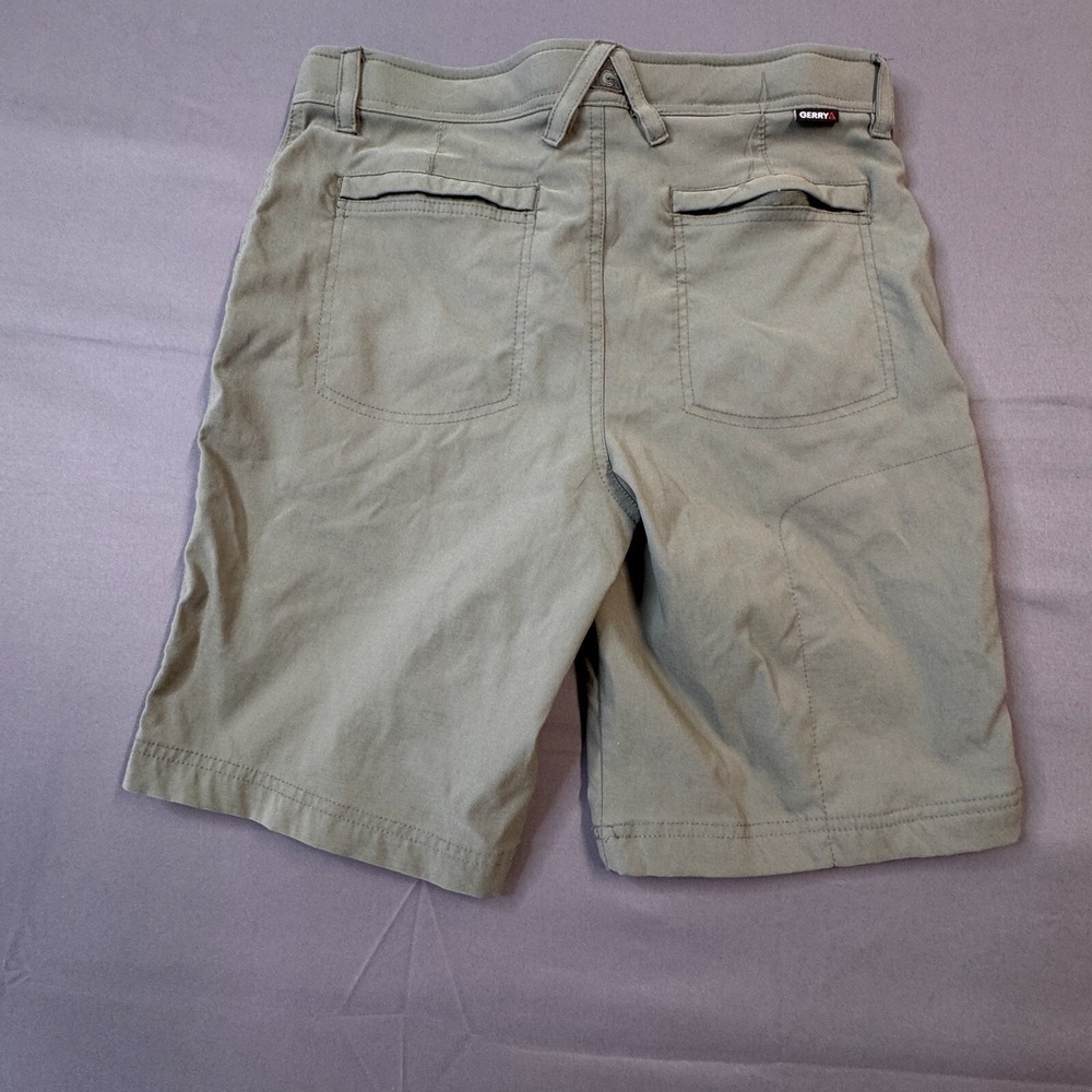 Gerry Mens 32 Olive Green Stretch Hiking Shorts Integrated Belt Nylon Spandex - Picture 2 of 16